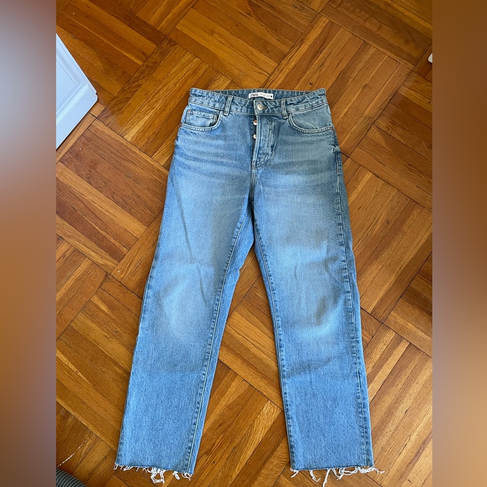 Zara Mid Wash Straight Leg Jeans